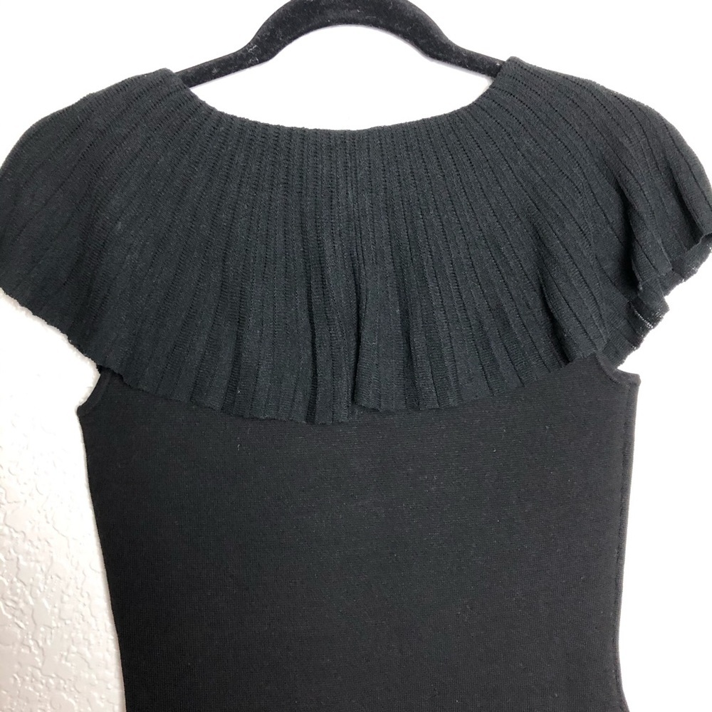 Bailey 44 Black Knit Ruffle Overlay Sheath Dress S - Picture 5 of 7